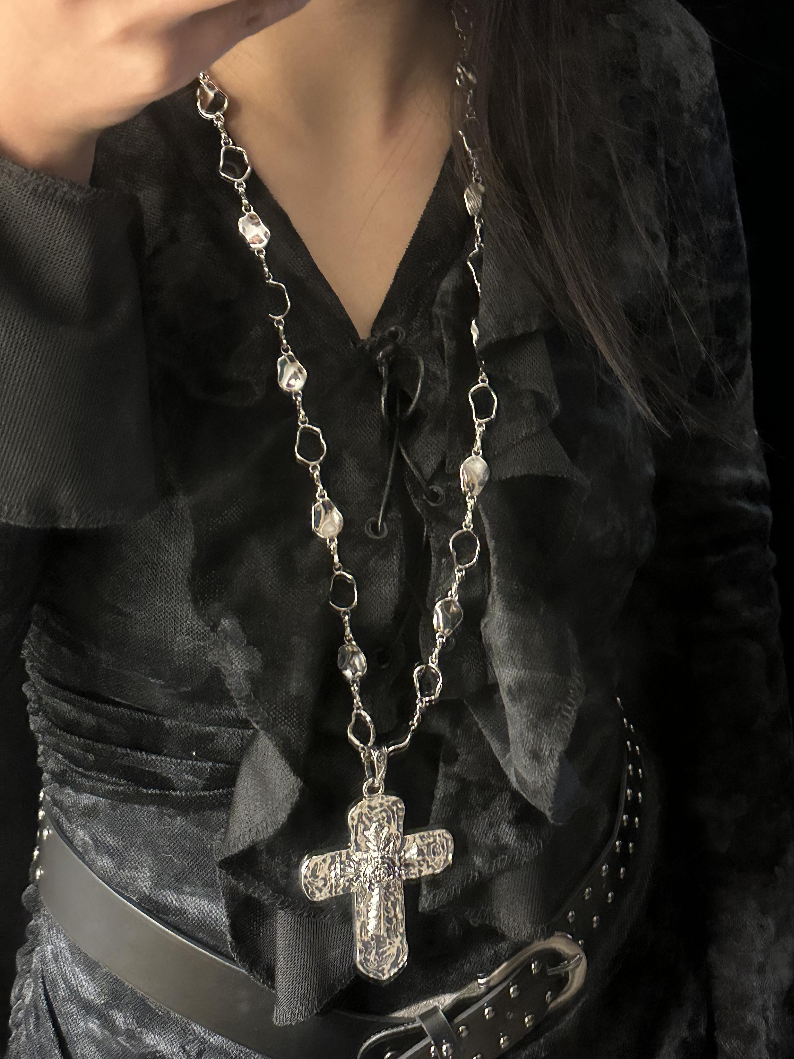 Heavy-Duty Y2K Gothic Lolita Cross Necklace Waist Chain for Sweet Cool Spicy Girls - Trendy Sweater Accessory