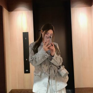 Heavy Texture Slant Placket Top with Embossed Jacquard - New Chinese Style Tie Jacket for Women's Fashion