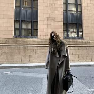 Heavyweight Double-Sided Wool Coat for Women - Vintage-Inspired Manchester Style for Winter