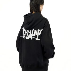 Heavyweight Hoodie with Letter Embroidery for Couples - Versatile Loose Fit Autumn Sweatshirt, National Trend Style