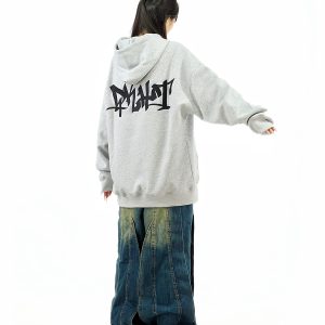 Heavyweight Hoodie with Letter Embroidery for Couples - Versatile Loose Fit Autumn Sweatshirt, National Trend Style