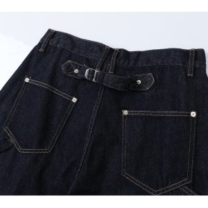 Heavyweight Reversible Denim Shorts for Men - American High Street Lumberjack Workwear Capris for Summer Style
