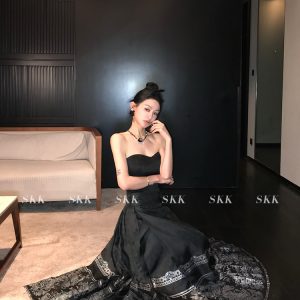 High-End Chinese Style Strapless Ma Mian Skirt Set for Women - Sexy Spring Fashion, Hot Girl Vibe, National Style Look