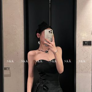 High-End Chinese Style Strapless Ma Mian Skirt Set for Women - Sexy Spring Fashion, Hot Girl Vibe, National Style Look
