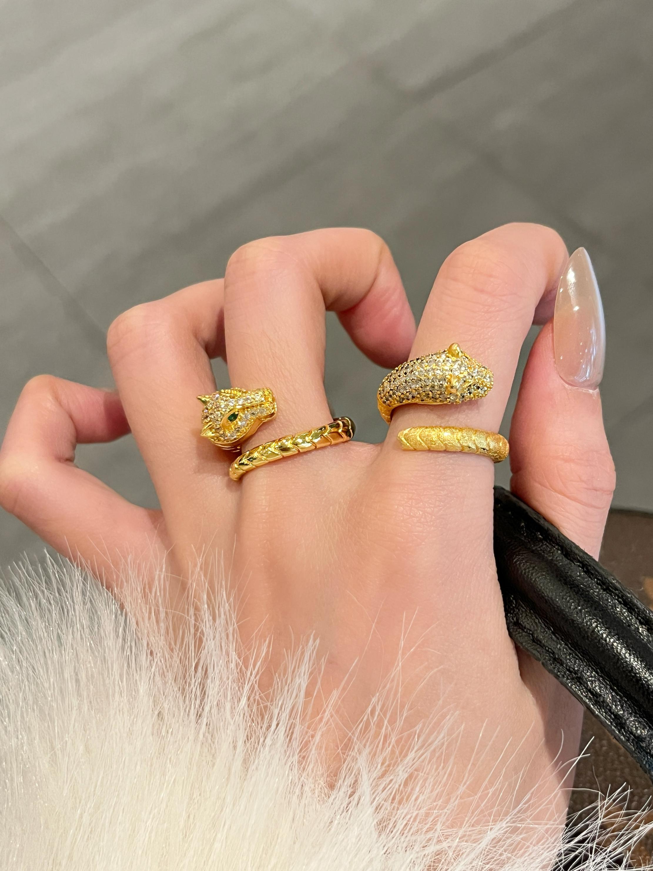 High-End Gold Leopard Ring for Women - Luxurious Old Money Style, Unique Design, Fashionable Light Luxury Index Finger Ring