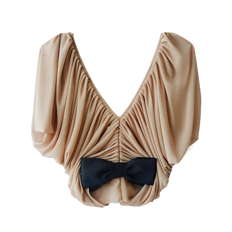 High-End Noblewoman Style Deep V Short Sleeve Top with Pleated Skirt - Women's Summer Fashion, Elegant Cocoa Dance Look