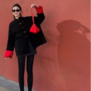 High-End Retro Chinese Style Long Sleeve Cardigan Top for Spring - Fashionable Thigh-Length Design