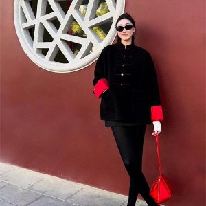 High-End Retro Chinese Style Long Sleeve Cardigan Top for Spring - Fashionable Thigh-Length Design