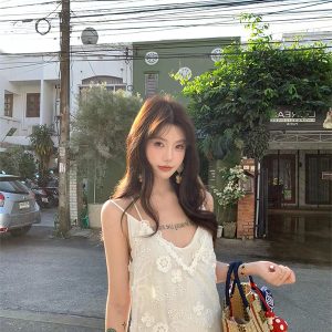 High-End Three-Dimensional Hook Flower Hollow Out Sling Dress - Super Fairy Vacation Style for Women - Summer Fashion
