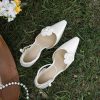 High-End White Satin Camellia Wedding Shoes - Hollow One-Strap High Heel Sandals for Daily Wear and Special Occasions