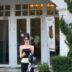 High-End Women's Black Wide-Leg Pants with Pleated Lace Edge and Draped Design - Summer Fashion Essential