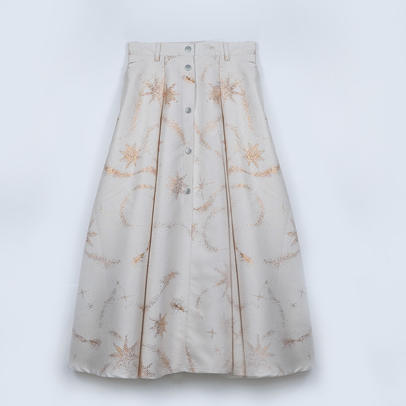 High-End Women's Midi Skirt with Pleats - Designer Style Knitwear from Moon Vera Haute Couture Collection