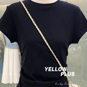 High-End Women's Waist-Cinching Pleated Slim-Fit Basic White Short Sleeve T-Shirt - Chic and Versatile for Y2K Fashion