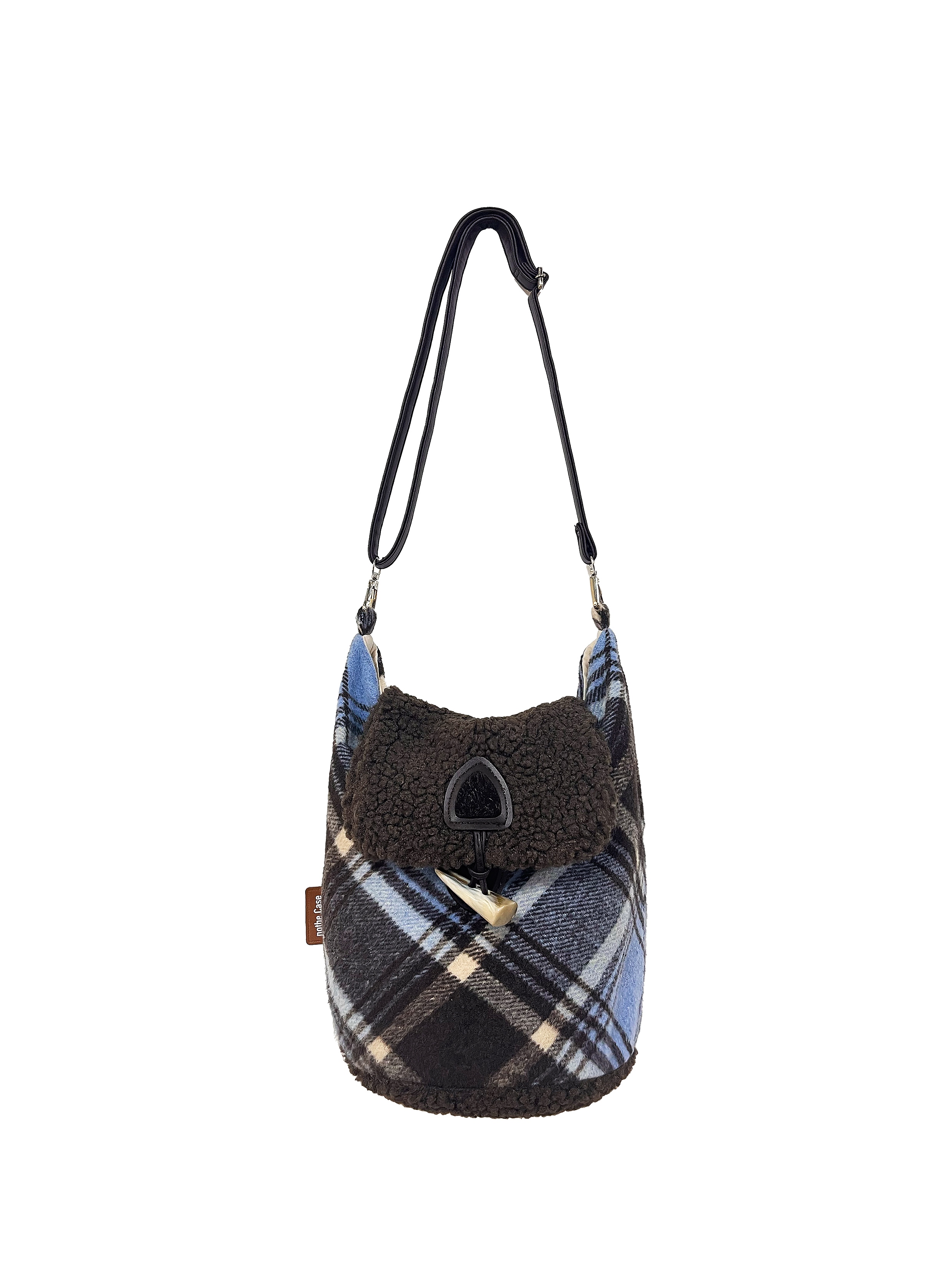 High-End Woolen Plaid Crossbody Commuter Tote Bucket Bag - Large Capacity, Stylish Everyday Essential