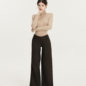 High Neck Basic Knitted Sweater for Women - Versatile Tight Elastic Base Layer Top for Winter 2024 Fashion