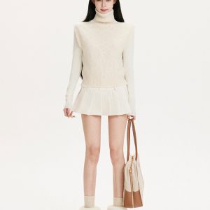 High-Neck Lapel Knitted Sweater Vest - 2-Color Versatile Top for Autumn and Winter Fashion