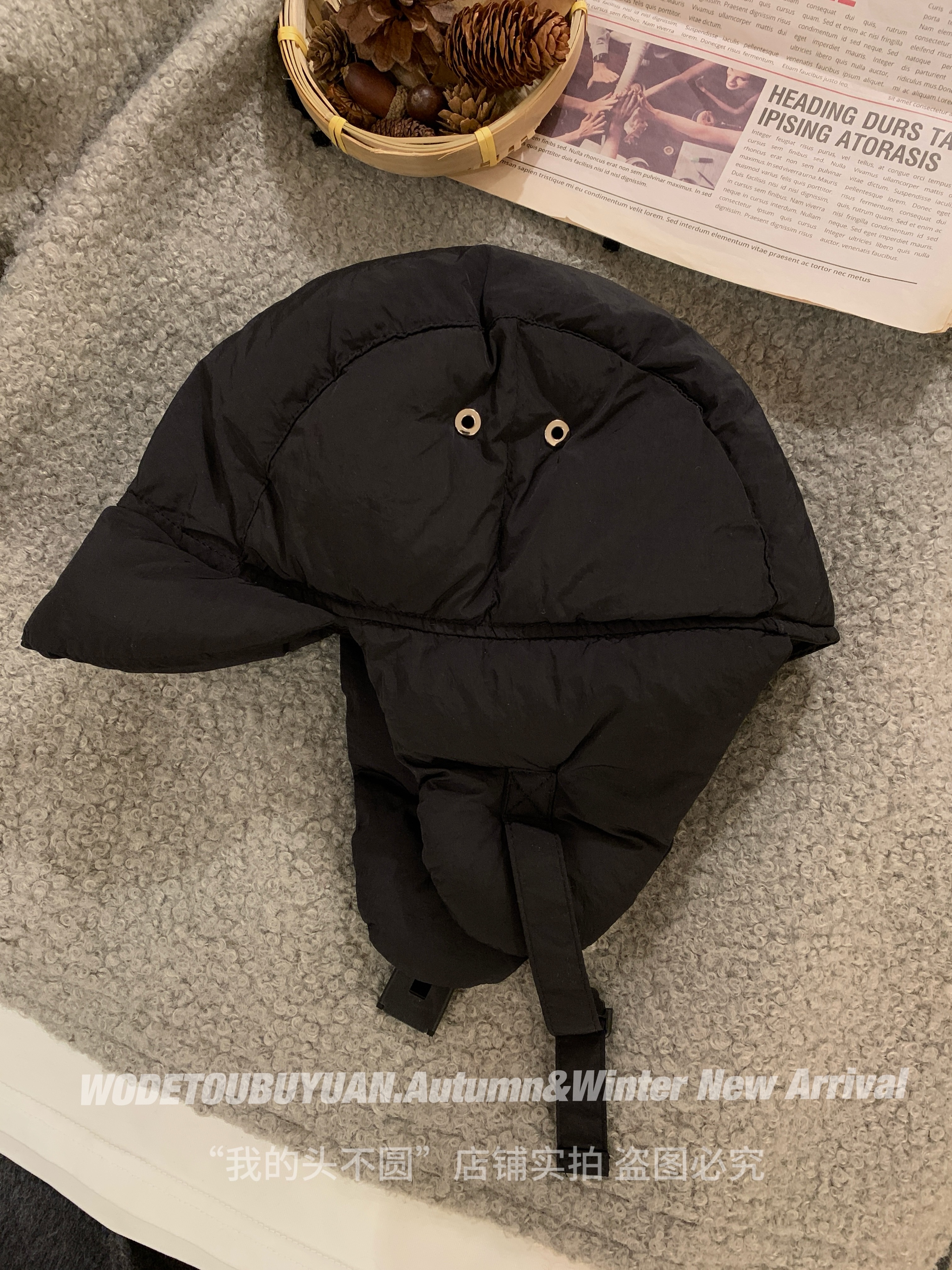 High-Quality Women's Down Russian Hat - Lightweight Warm Winter Ear Protection, 'My Head is Not Round' Design