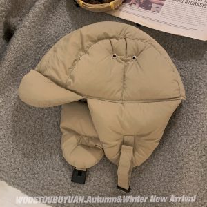 High-Quality Women's Down Russian Hat - Lightweight Warm Winter Ear Protection, 'My Head is Not Round' Design