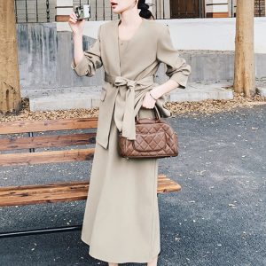High-Quality Women's Two-Piece Set - Youthful Strap Dress & Commuter Suit Style for 2025 Fashion Trends