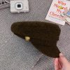 High-Quality Women's Wool Newsboy Cap with Gold Buckle - Eight-Sided Painter Hat for Winter 2023, Vintage Style