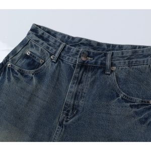 High Street American Retro Baggy Curved Knife Pants - Loose Wide-Leg Denim Cropped Trousers for Cool Guys