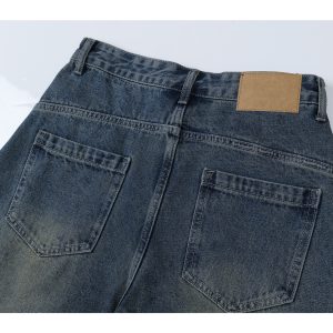 High Street American Retro Baggy Curved Knife Pants - Loose Wide-Leg Denim Cropped Trousers for Cool Guys