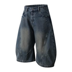 High Street American Retro Baggy Curved Knife Pants - Loose Wide-Leg Denim Cropped Trousers for Cool Guys