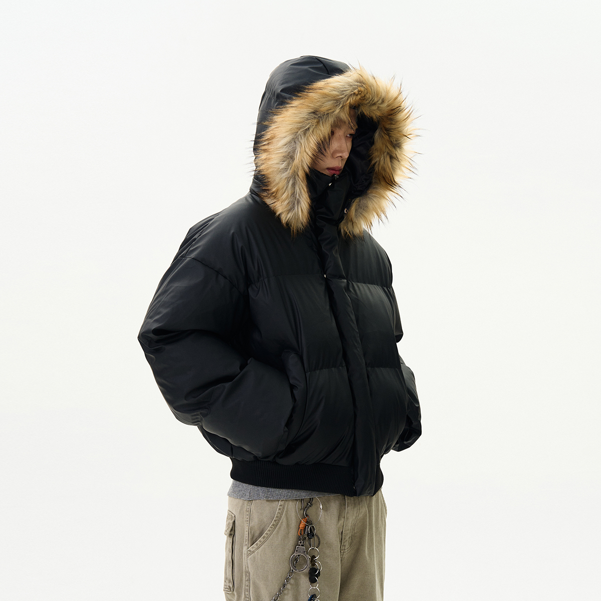 High Street American-Style Cotton Parka Jacket with Detachable Fur Collar - Winter Essential Clean Fit Coat
