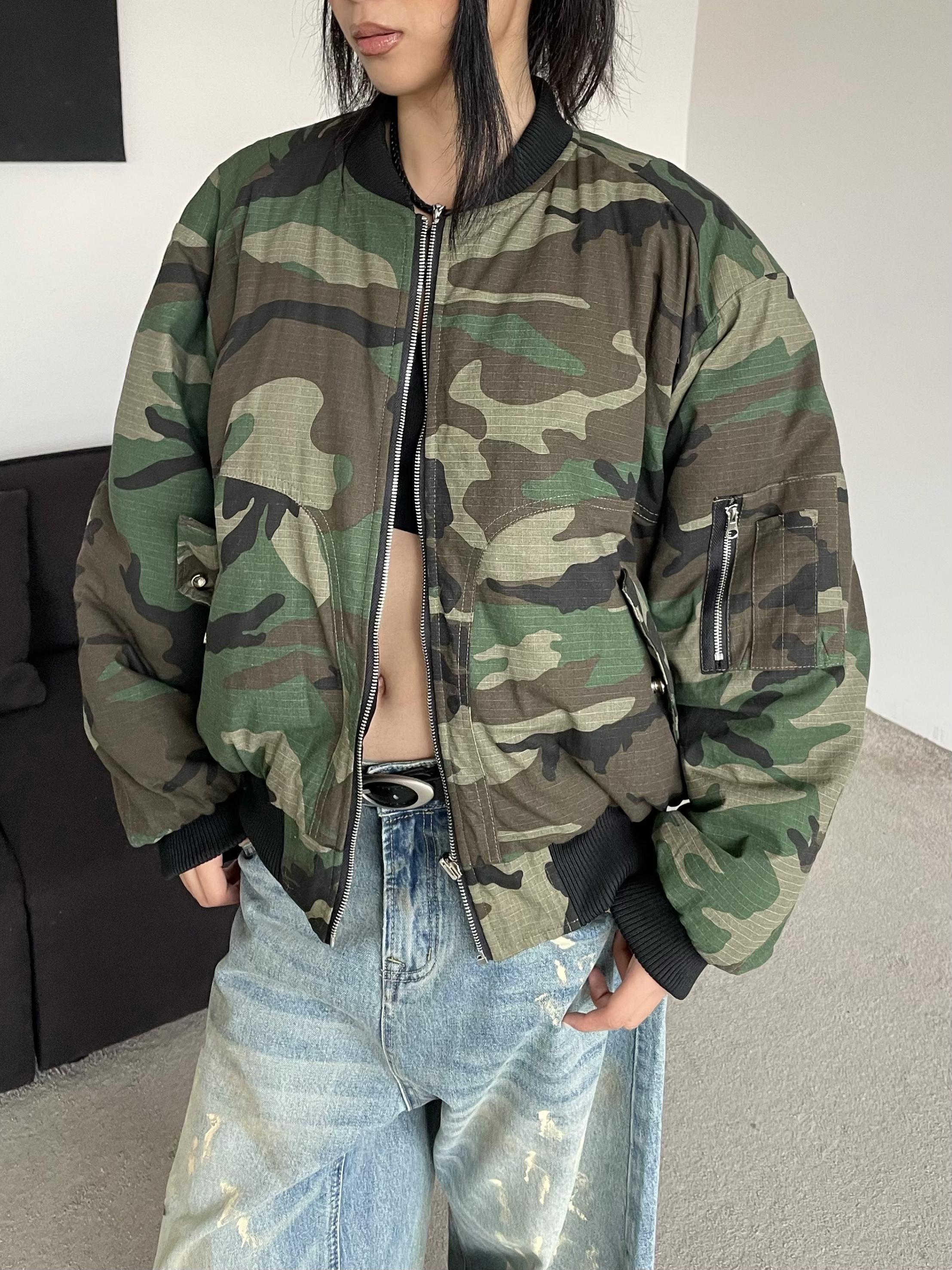 High Street Camouflage Reversible Cotton Jacket - American Retro Spicy Girl Winter Warm Coat in INS Style