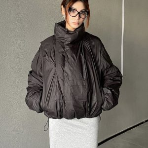High Street Fashionable Short Cotton Puffer Jacket for Women - Trendy Loose Fit Warm Coat for Autumn and Winter