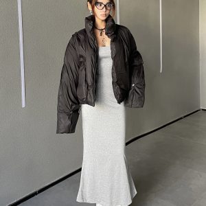 High Street Fashionable Short Cotton Puffer Jacket for Women - Trendy Loose Fit Warm Coat for Autumn and Winter