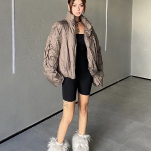 High Street Fashionable Short Cotton Puffer Jacket for Women - Trendy Loose Fit Warm Coat for Autumn and Winter