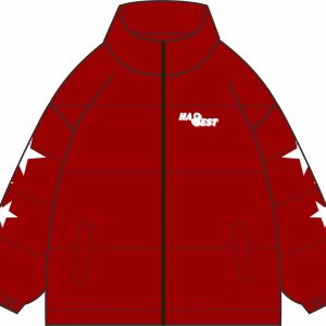 High Street Five-Pointed Star Phantom Letter Winter Warm Cotton Jacket for Couples with Stand Collar - Cozy Casual Outerwear