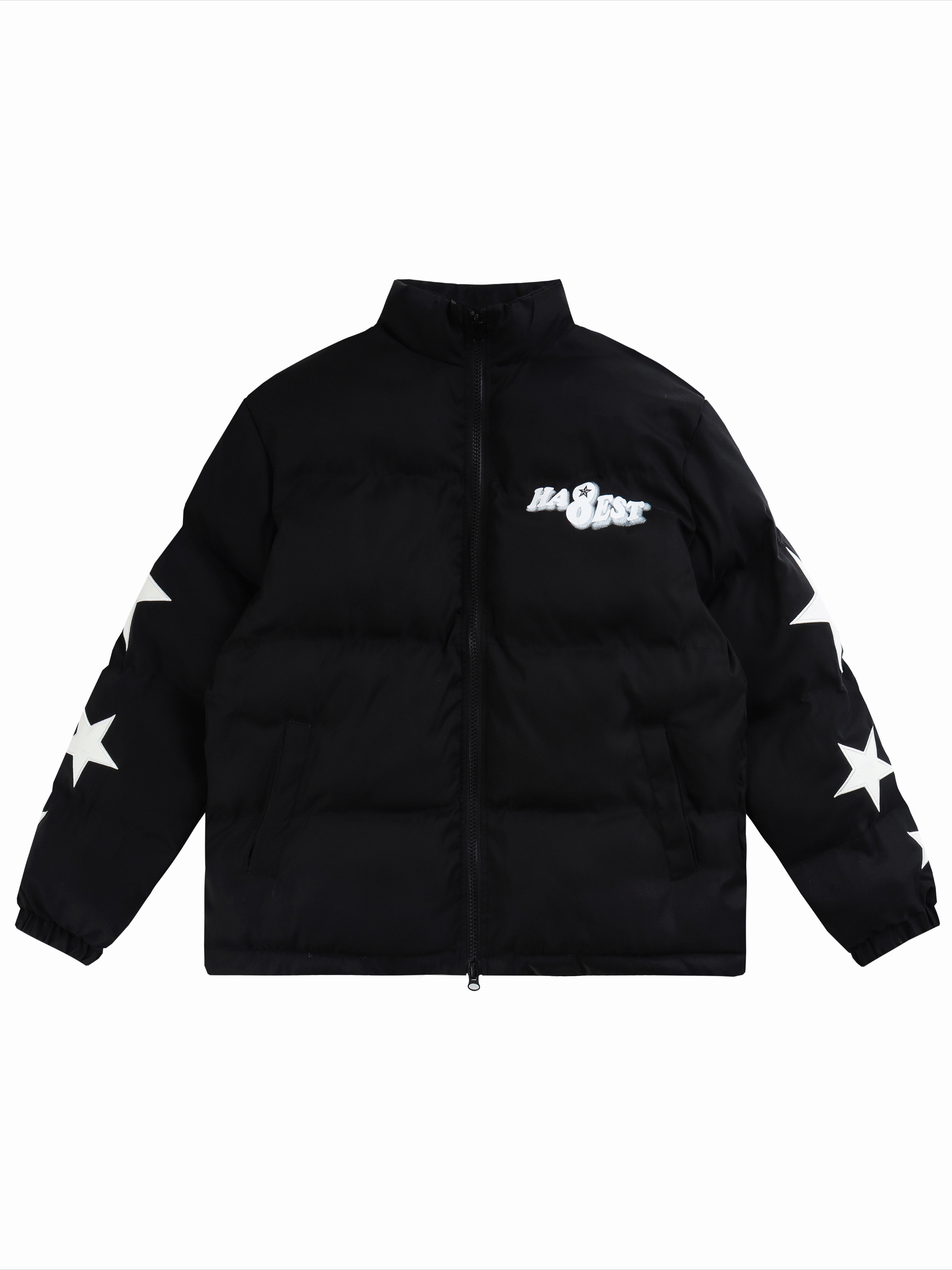 High Street Five-Pointed Star Phantom Letter Winter Warm Cotton Jacket for Couples with Stand Collar - Cozy Casual Outerwear