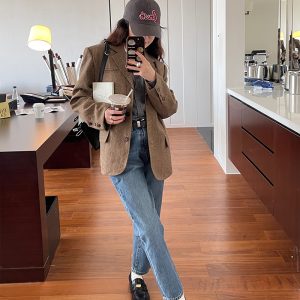 High Waist Slim Fit Tapered Straight Leg Jeans for Women - Versatile 9/10 Length - Trendy Spring Autumn Fashion 2022