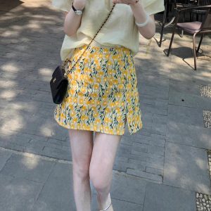 High-Waisted A-Line Skirt for Women - French Style Versatile Slimming Design, Romantic Summer Fashion 2025
