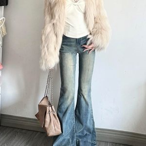 High-Waisted American Retro Flared Jeans for Women, Summer Slim Straight Bell-Bottom Wide-Leg Pants, 90s Y2K Style