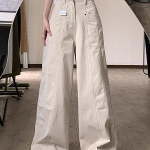 High-Waisted Black Patchwork Wide-Leg Jeans for Women - Loose-Fitting, Slimming, Versatile Summer Style