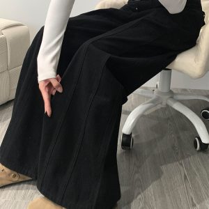 High-Waisted Black Patchwork Wide-Leg Jeans for Women - Loose-Fitting, Slimming, Versatile Summer Style