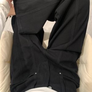 High-Waisted Black Patchwork Wide-Leg Jeans for Women - Loose-Fitting, Slimming, Versatile Summer Style
