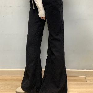 High-Waisted Black Wide-Leg Flared Jeans for Women - 2025 Summer Loose Fit Bell-Bottom Pants