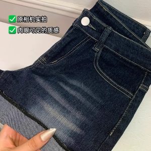 High-Waisted Blue-Gray Denim Shorts for Women - Summer Wide-Leg A-Line Hot Pants, Slim Fit and Flattering Style
