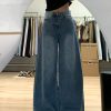 High-Waisted Blue Lightweight Wide-Leg Jeans for Women, Summer Style, Loose Fit, Flattering Straight-Leg Floor-Length Pants