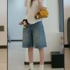 High-Waisted Blue Wide-Leg Denim Shorts for Women - Summer Style, Loose Fit, Versatile Mid-Length Five-Point Shorts