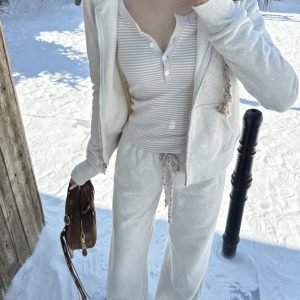 High-Waisted Colorful Rice Sweatpants with Drawstring - Soft & Delicate Milk Skin Feel, Trendy Comfortable Loungewear