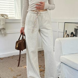 High-Waisted Colorful Rice Sweatpants with Drawstring - Soft & Delicate Milk Skin Feel, Trendy Comfortable Loungewear