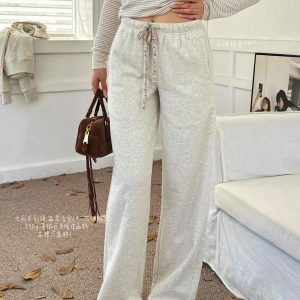 High-Waisted Colorful Rice Sweatpants with Drawstring - Soft & Delicate Milk Skin Feel, Trendy Comfortable Loungewear