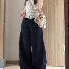 High-Waisted Deep Blue Wide-Leg Jeans for Women - Loose Draped American Style Summer Pants 2025