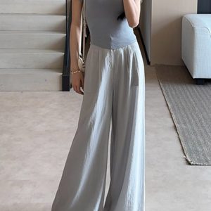 High-Waisted Draped Wide-Leg Pants for Women - Versatile Loose-Fit Summer 2025 Casual Trousers, Slimming Floor-Length Style