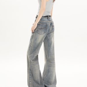 High-Waisted Flared Jeans for Women - American Retro Bell-Bottoms, Slim-Fit Wide-Leg Style for Spring/Summer 2025